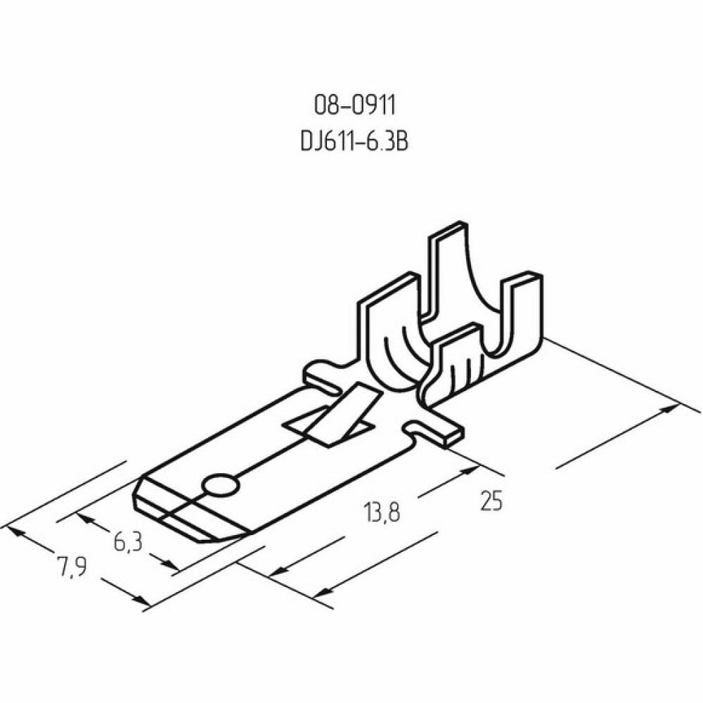 Клемма Rexant плоская штекер 6.3 мм 0.75-1.5 мм2 (РП-п 1.5-(6.3) L = 25,5 мм) - фото №6