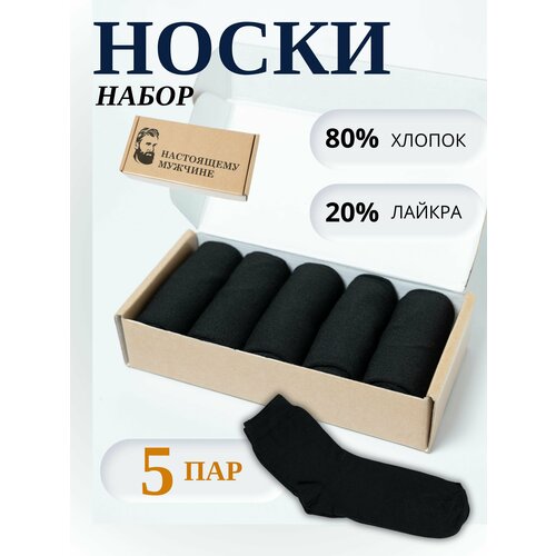Носки мужские bRUSlanovo в подарочном наборе, 5 пар, размер 27-29, черный носки мужские набор в подарочной коробке 7 пар