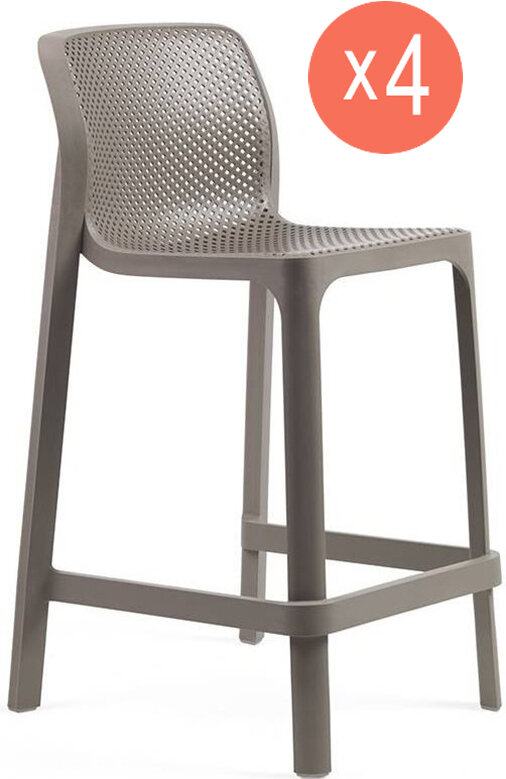 Комплект из 4-х полубарных стульев Nardi Net Stool Mini, цвет тортора