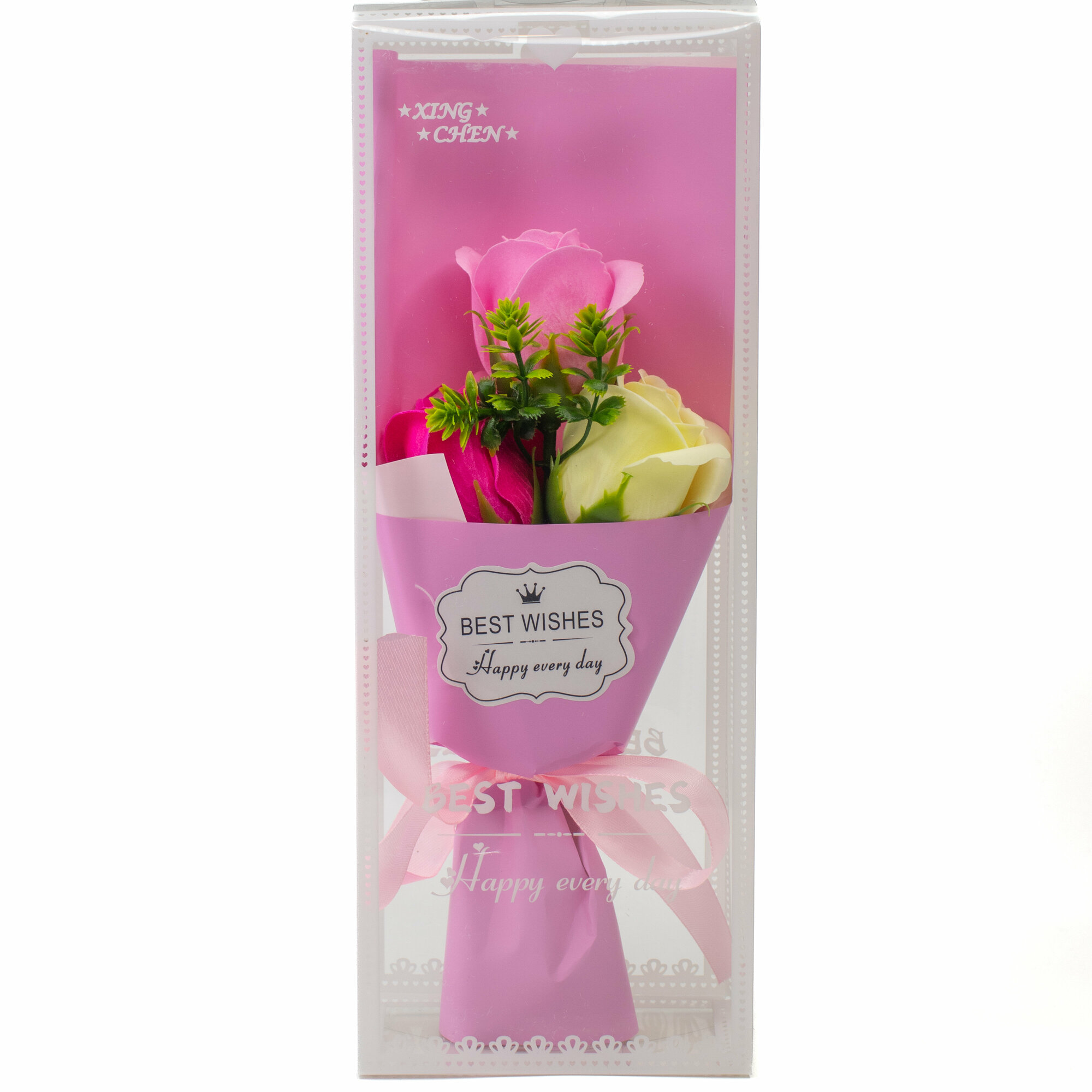 Букет из мыльных роз подарочный набор для женщин на День влюбленных 14 февраля 8 марта розовый