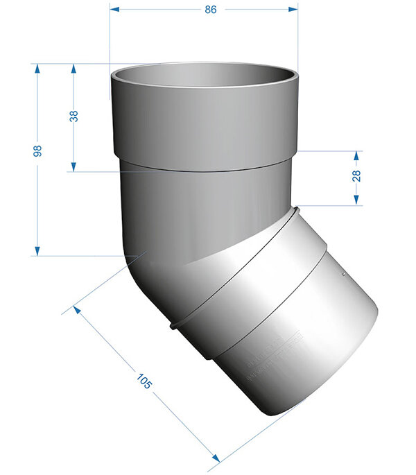 Колено трубы Docke Premium пластиковое d85 мм 45° графитовый серый RAL 7024