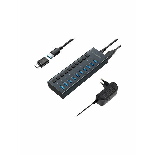 USB хабы HUB-10MB BLACK harper usb концентраторы hub 10mb black usb концентратор интерфейс 10 х usb 3 2 переходник usb 3 0 type c скорость передачи данных до 5 гб с