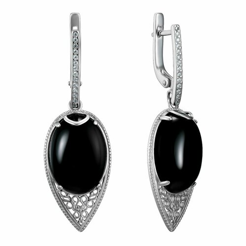 Серьги UVI Ювелирочка серебряные с агатами и фианитами, серебро, 925 проба, фианит, агат, бесцветный, серебряный