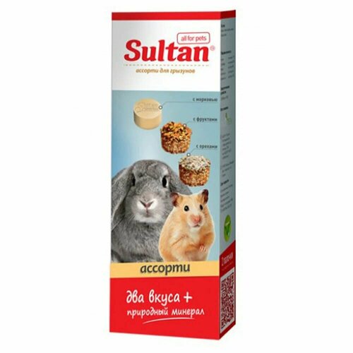 Лакомство Sultan для Грызунов ассорти Морковь*Фрукты*Орехи 3шт, 1 уп