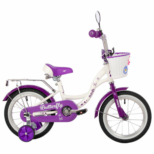 фото Велосипед 14" novatrack butterfly, цвет белый/фиолетовый