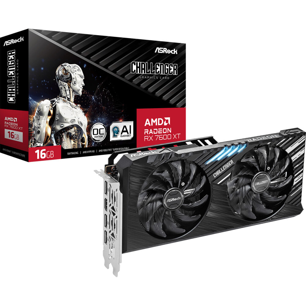 фото Видеокарта ASRock RX7600XT Challenger 16GB OC GDDR6 128-Bit HDMI DPx3 2FAN RTL