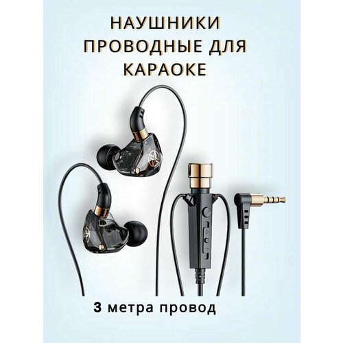 Наушники проводные KT-02 для караоке с микрофоном для телефона 3 метра провод 180000₽