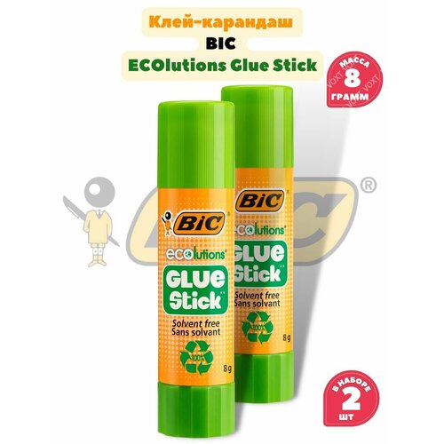 Клей-карандаш BIC ECOlutions Glue Stick, масса 8г, набор 2 шт