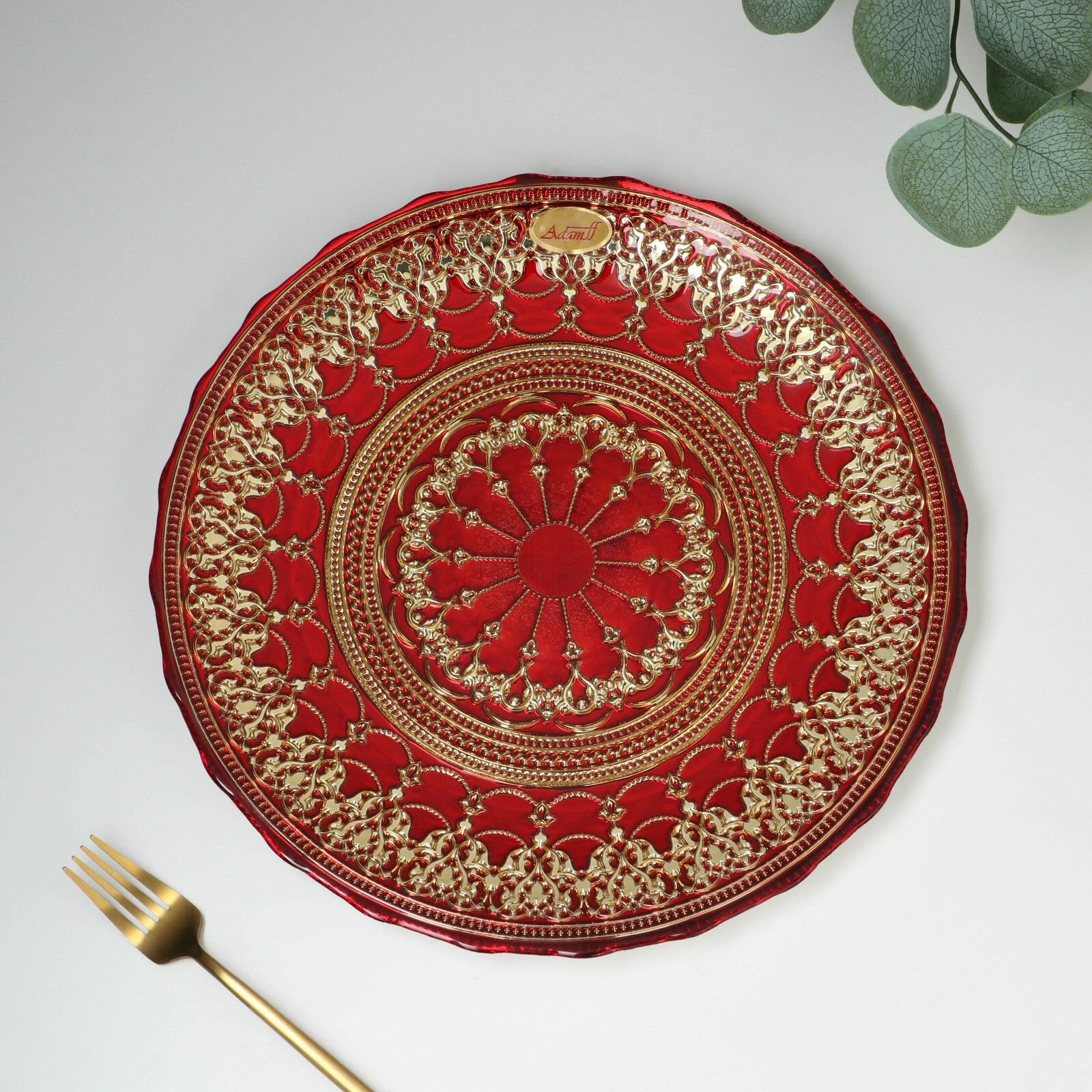 фото Блюдо стекл. "DOGE" 33см. красное 317632/1 P