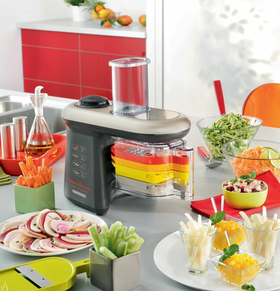 Измельчитель Moulinex DJ9058 Fresh Express Cube, 280 Вт, светло-черный/серебристый