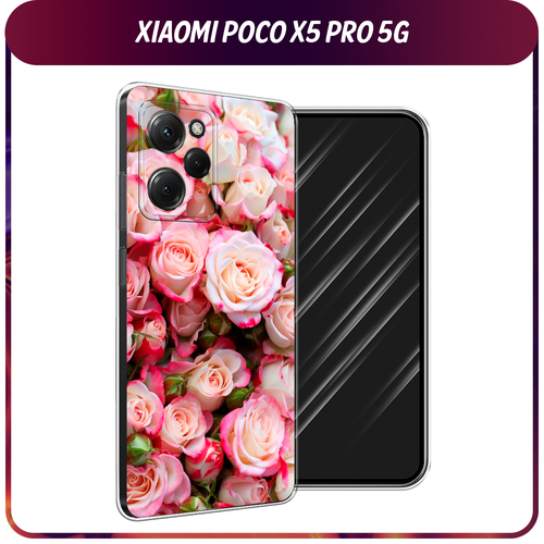 Силиконовый чехол на Xiaomi Poco X5 Pro 5G / Сяоми Поко X5 Про 5G Много роз силиконовый чехол корги с кофе на xiaomi poco x5 pro 5g сяоми поко x5 про 5g