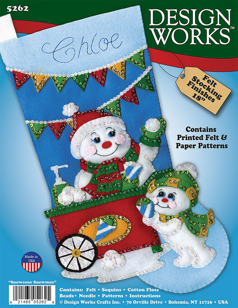 Набор для вышивания сапожка для подарков Фруктовый снеговик DESIGN WORKS 5262