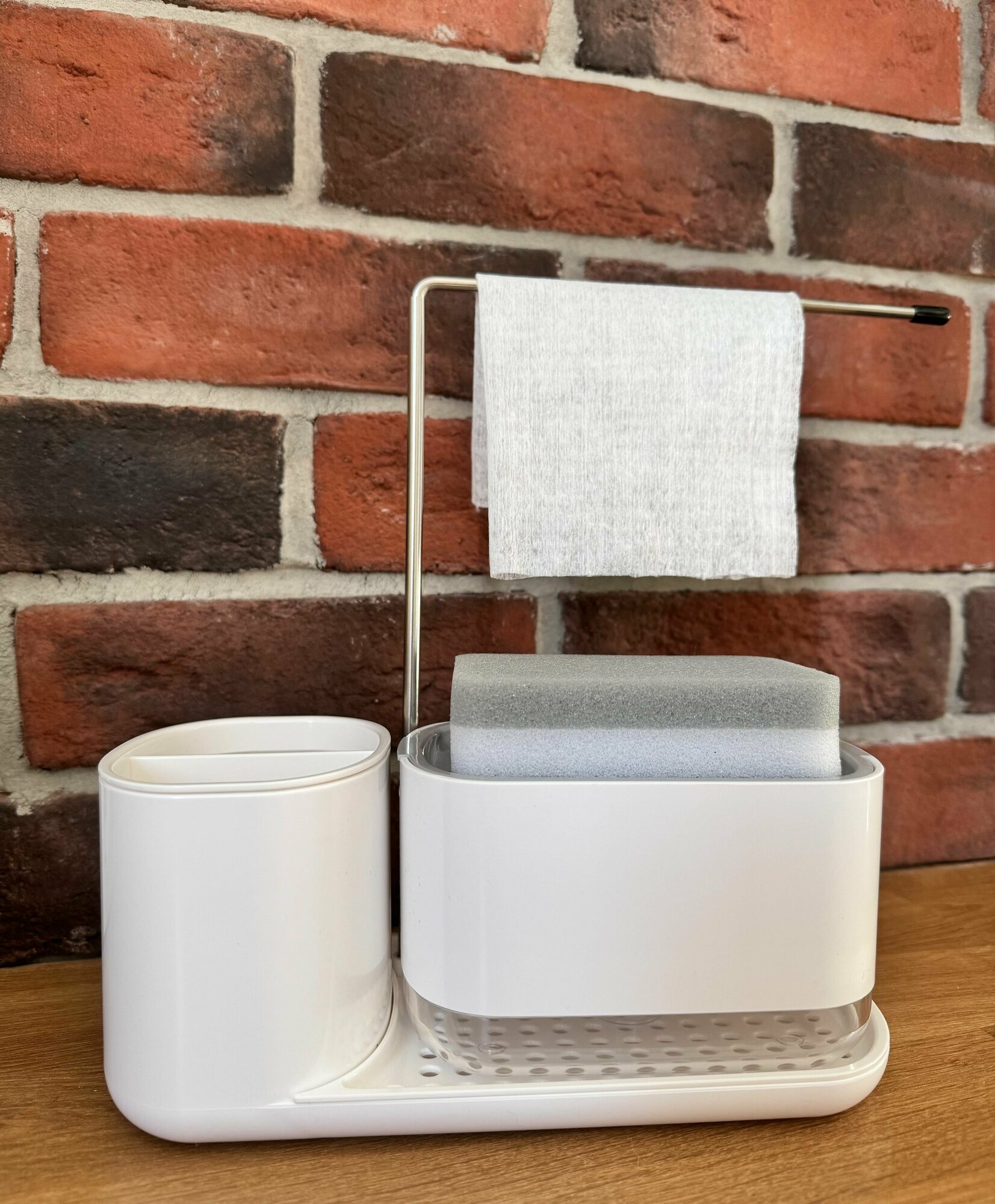 Диспенсер кухонный для моющего средства со стаканом, белый