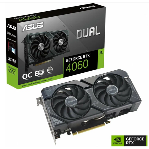 Asus Видеокарта PCI-E 40 DUAL-RTX4060-O8G NVIDIA GeForce RTX 4060 8192Mb 128 GDDR6 1837 17000 HDMIx1 DPx3 HDCP Ret 4010000₽