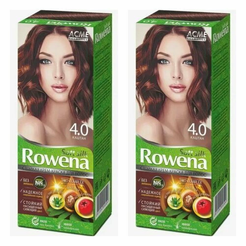 Краска для волос Rowena Soft Silk тон 4.0 каштан, без аммиака, 115 мл, 2 шт. краска для волос rowena soft silk тон 9 1 пепельный блонд без аммиака 115 мл 2 шт