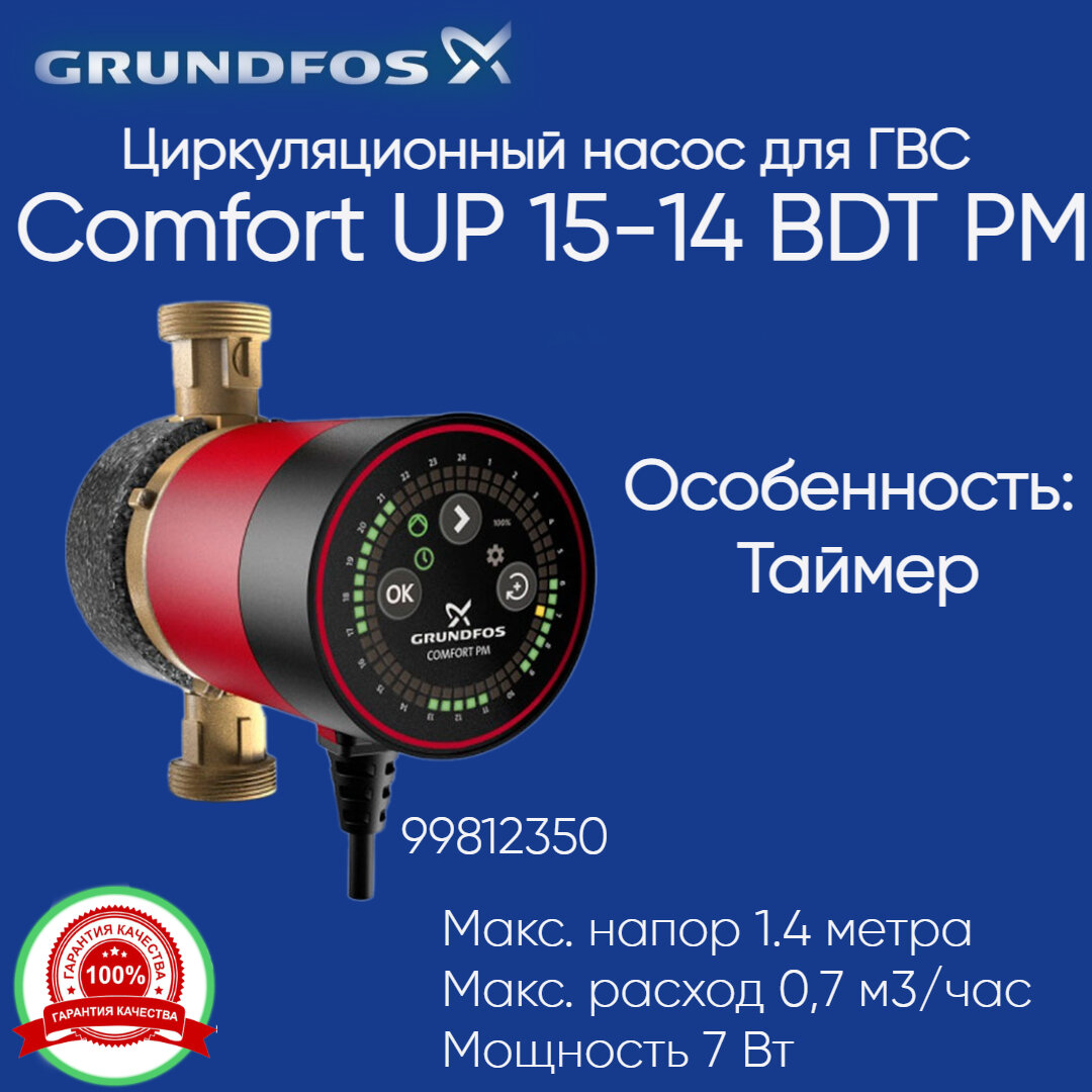 99812350 Насос Grundfos COMFORT 15-14 BDT PM (7 Вт) циркуляционный