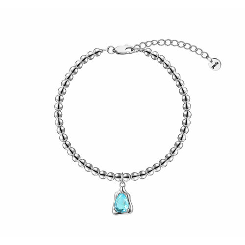 Браслет PETITE PERLE, размер 17 см, размер one size, серебристый, голубой