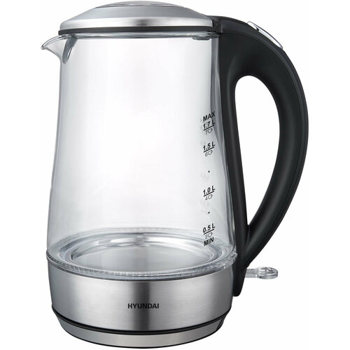 Чайник электрический Hyundai HYK-G8406 17л 2200Вт прозрачныйчерный корпус нержавеющая сталь 2950₽