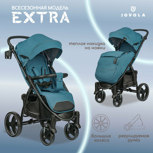 Коляска прогулочная Jovola Extra всесезонная, синий