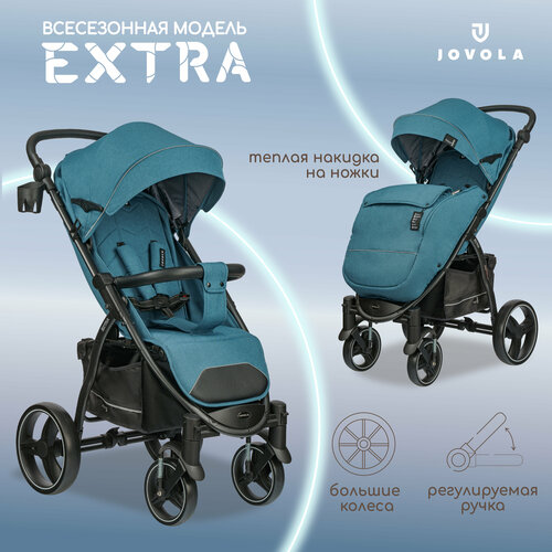 фото Коляска прогулочная jovola extra всесезонная, синий
