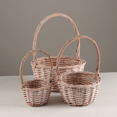Набор корзин из 3шт D26x13xH36см натуральный ива 4480₽