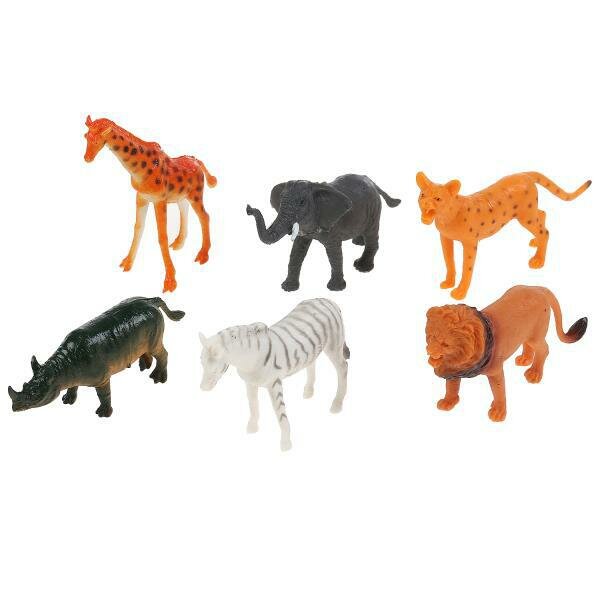 Игрушки пластизоль набор дикие животные 6 шт. в пакете