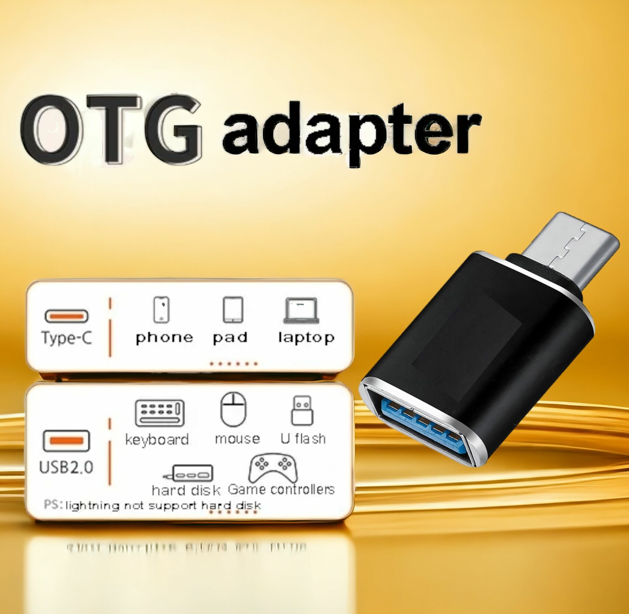 Переходник черный USB 3.0 на Type-C, Адаптер OTG USB-A 3.0 гнездо на Type-C штекер Premium Prime Store R70