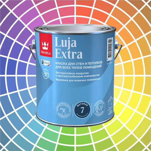 Краска Tikkurila Luja Extra 7 для влажных помещений база А 2.7 л краска акриловая tikkurila luja 20 влагостойкая моющаяся полуматовая белый 0 9 л 1 26 кг