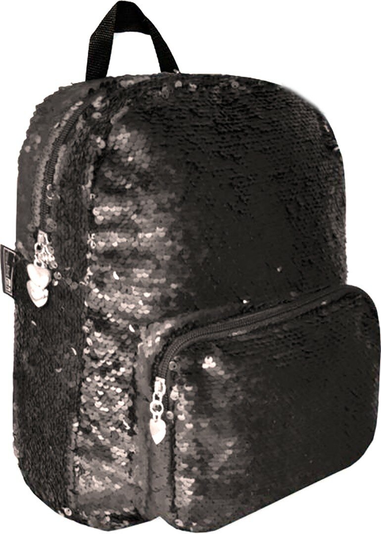 Рюкзак, расшитый черно-зелеными пайетками, одно отделение, 30х25х8 см. (46432)