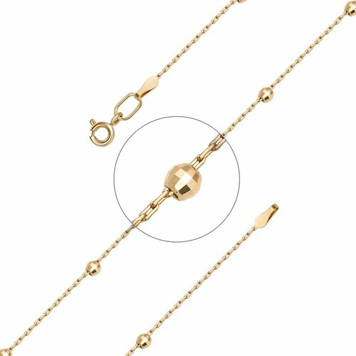 Браслет-цепочка, красное золото, 585 проба, длина 16 см.