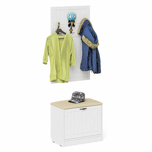 Прихожая П-6 Тумба Вешалка цвет белая шагреньфасады МДФ белое дерево фрезеровка прованс 8889₽