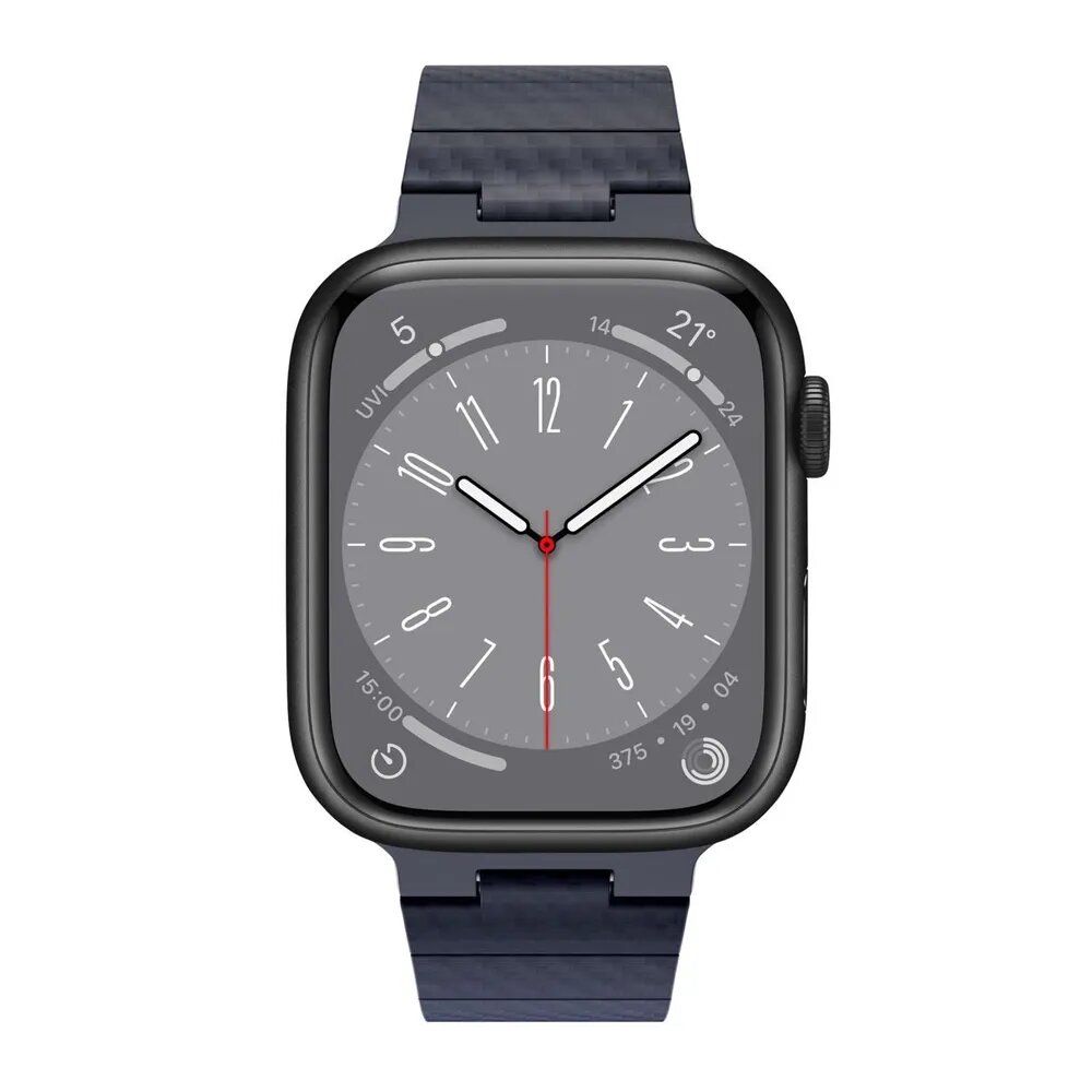 Ремешок на магнитах металлический Wiwu Carbon Fiber Pattern для часов Apple Watch 42/44/45/49 Синий