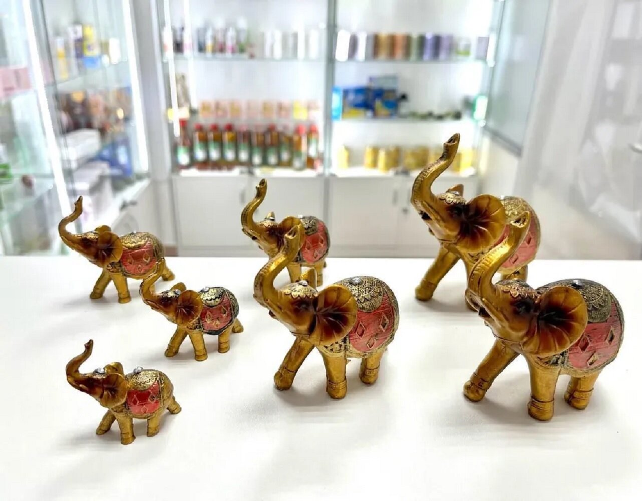 Фигурки Слонов  ручная работа  7слонов  полимер  коричневый  Oxan 