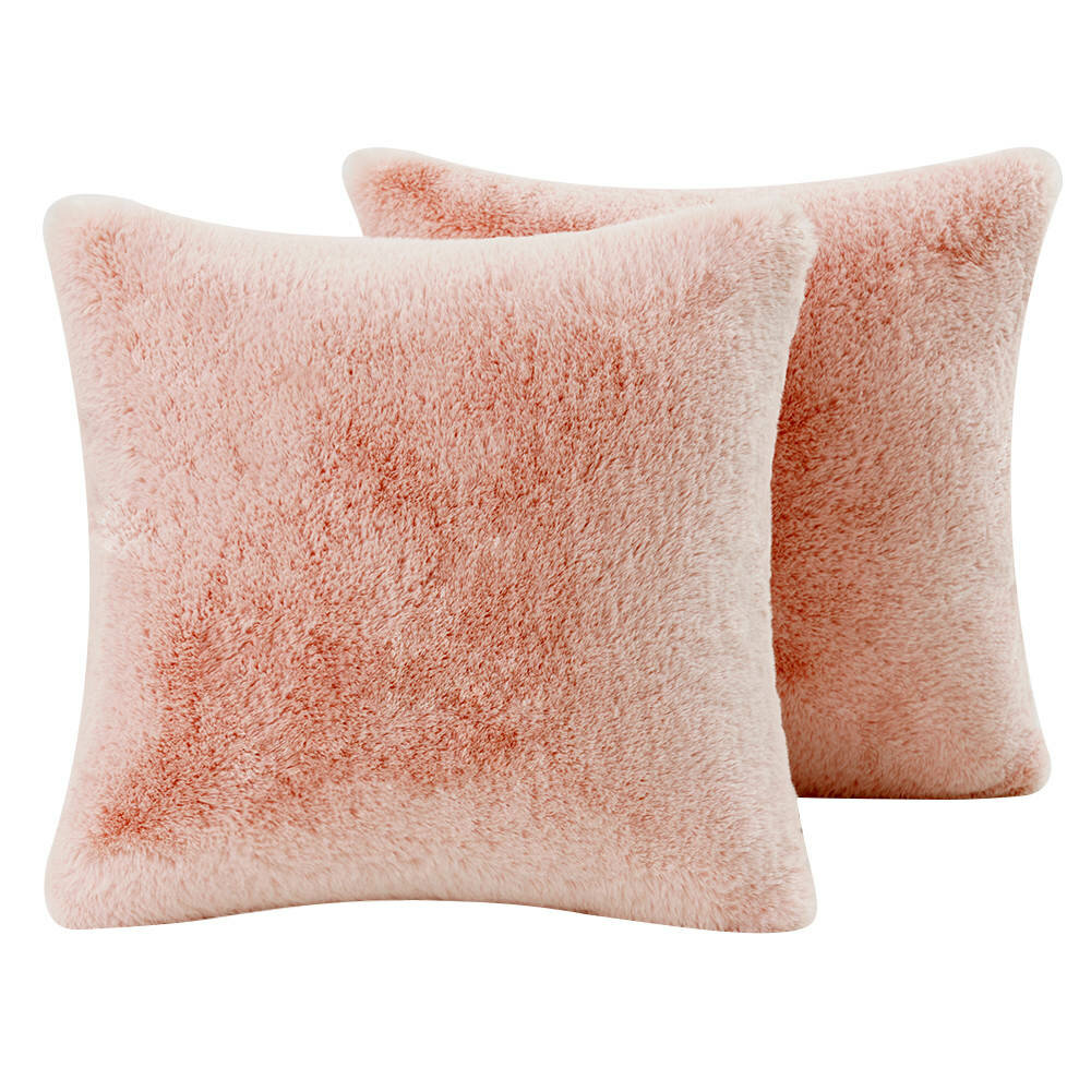 Подушка декоративная меховая 45 х 45см, цвет нежно-розовый, 1 шт.
