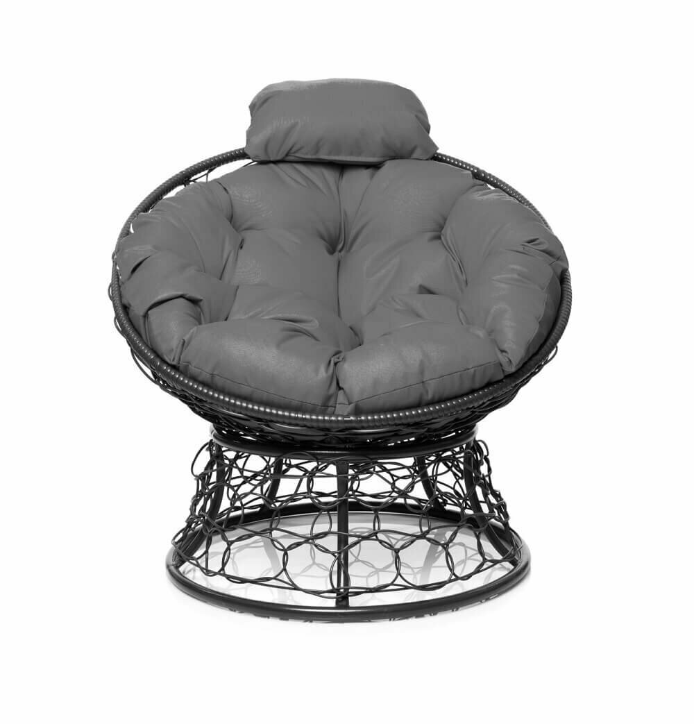 фото Кресло "Папасан" мини с ротангом серое / серая подушка M-Group