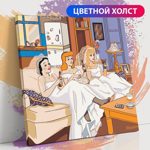 Изображение товара Картина по номерам на холсте с подрамником, Молодежный сериал для подростков, Friends, Друзья в стиле принцессы Диснея, 40х40 см