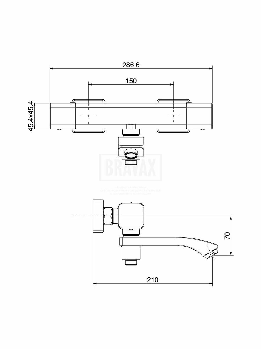 Смеситель для ванны с термостатом Raglo R01.36, латунь, хром — фото 1