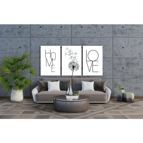 Картина интерьерная модульная на стену на натуральном хлопковом холсте большая в комнату, 3 модуля 30х40 см