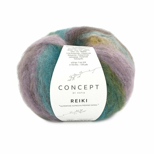 Пряжа для вязания Katia Reiki (202 Green blue-Light lilac-Beige-Ochre)