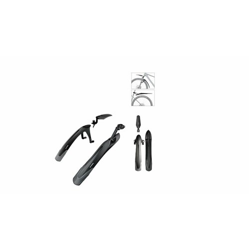 Крылья RBRL MTB 24-29 комплект переднезаднее для покрышки max 25 пластиковые серо-черные 3260₽