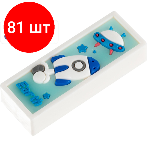 Комплект 81 штук, Ластик Deli 71133 54х20х10 ПВХ ассорти