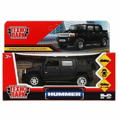 Машина Hummer H2 Pickup чёрный (12см) дв, инерц, в/к машина hummer h2 на р у 25020a green