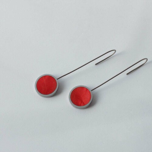 Серьги Медведик Арт, дерево, красный