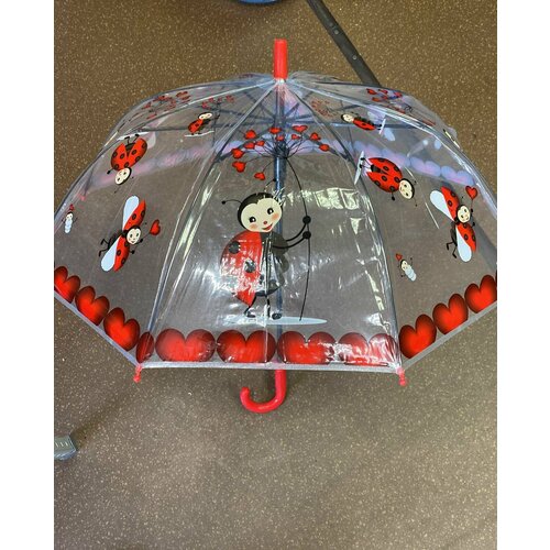 Зонт , белый, красный, бесцветный