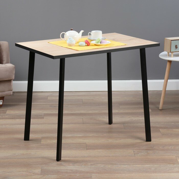 фото Стол обеденный модерн мини LAKSI, 892х585х750, чёрный /дуб ирландский 10524676