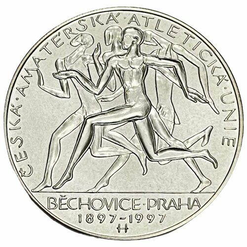 Чехия 200 крон 1997 г. (100 лет основанию Чешского союза любителей-атлетов) с сертификатом клуб нумизмат монета 200 крон чехии 1997 года серебро спорт