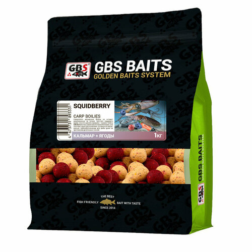 бойлы gbs прикормочные squidberry кальмар ягоды 20 мм 1 кг Бойлы вареные 20мм 1кг SQUIDBERRY (Кальмар+Ягоды) GBS 2024
