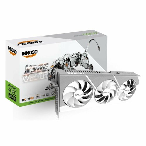 Видеокарта INNO3D RTX 4080 Super X3 OC WHITE//RTX4080 Super, HDMI, DP*3, 16G, D6X (N408S3-166XX-18703259) видеокарта inno3d nvidia geforce rtx 4080 ichill x3 16384mb c40803 166xx 187049h