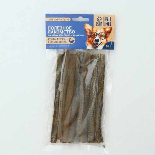 Pet Lab Лакомство для собак натуральное PetLab Кожа атлантической трески с ламинарией 40 г 541₽