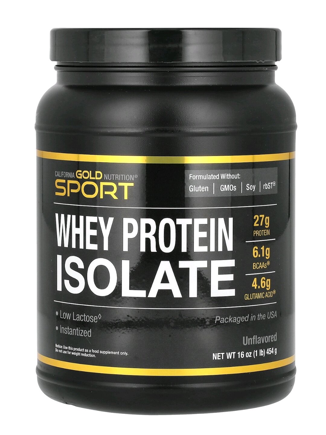 Протеин изолят, сывороточный, без добавок, 454 гр. California gold nutrition